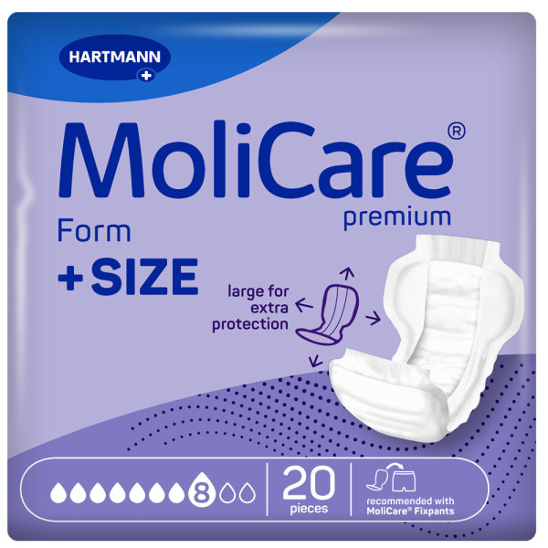 Hartmann MoliCare® Premium Form +SIZE 8 Tropfen für Übergewichtige (1x20 Stk.) 1 Hartmann MoliCare® Premium Form +SIZE 8 Tropfen für Übergewichtige (1x20 Stk.)