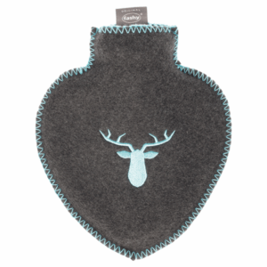 Fashy Herzwärmflasche mit Fleecebezug mit Stickerei und aufwändiger Ziernaht