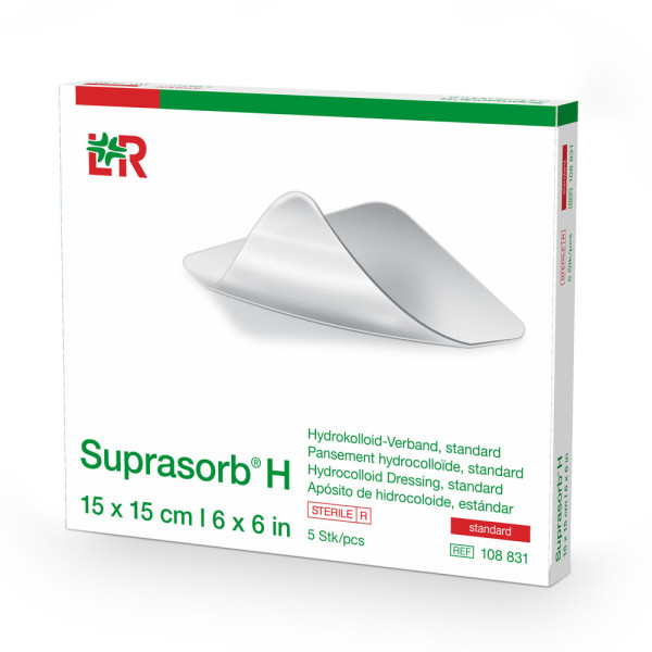 L&R Suprasorb H Hydrokolloid-Verband Standard 15x15 cm (5 Stk.) 1 L&R Suprasorb H Hydrokolloid-Verband Standard 15x15 cm (5 Stk.)