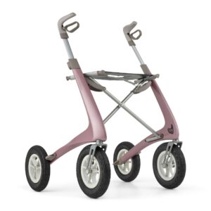 byACRE Rollator Carbon Overland Roségold, All-Terrain-Rollator (Outdoor + Indoor) mit Luftreifen und Federung, nur 6,7kg, bis 150kg, neue Version, inkl. Tasche