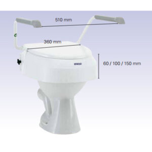 Aquatec 900 Toilettensitzerhöhung, 10cm, mit Deckel, mit Armlehnen, drei Sitzhöhen (6-10-15cm) einstellbar, neue MDR Ausführung, bis 120kg