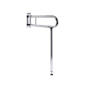 FRELU Stützklappgriff zur Wandmontage inkl. Bodenstütze, 60cm, HMV, Schwenkstützgriff  mit abklappbarer Bodenstütze, mit Fallsicherung, Edelstahl, max. 150kg belastbar