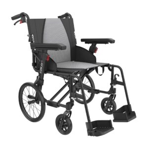 ICON 35-14 LX V2 Leichtgewichtsrollstuhl, Matt Schwarz, ICON Alu-Rollstuhl Luxe mit hochwertigem ergonomischem Sitz- und Rückenpolster & verstellbaren Armlehnen, 14'' Räder, bis 125kg, ab 9kg
