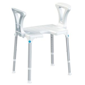 Laguna Duschhocker mit Armlehnen, HMV, Sitz mit Hygieneausschnitt, 7-fach höhenverstellbar, bis 109kg belastbar