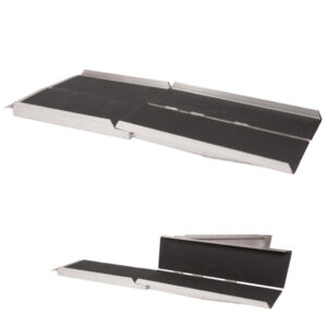 Rollstuhl Kofferrampe 180x76cm, HMV, 4-fach faltbar, belastbar bis 300kg, Rampe aus Aluminium, mit Friktionsbelag, max. 36cm Höhenüberwindung