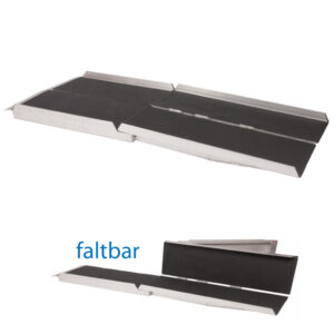 Rollstuhl Kofferrampe 240x76cm, HMV, 4-fach faltbar, belastbar bis 300kg, Rampe aus Aluminium, mit Friktionsbelag, max. 48cm Höhenüberwindung