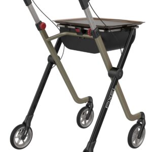 Rehasense Pixel Indoor Rollator, nur 5,2kg, schmale, spezielle funktionale Bauweise, PU-Softbereifung, black-champagne, bis 110kg belastbar