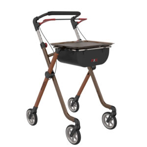 Rehasense Pixel Indoor Rollator, nur 5,2kg, schmale, spezielle funktionale Bauweise, PU-Softbereifung, toffee-braun, bis 110kg belastbar
