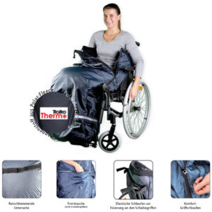 Thermo Rollstuhl Schlupfsack, Gr. L für Erwachsene bis Größe 180cm, Innenfutter Polar-Fleece, wasserabweisendes Außenmaterial (#1117115)