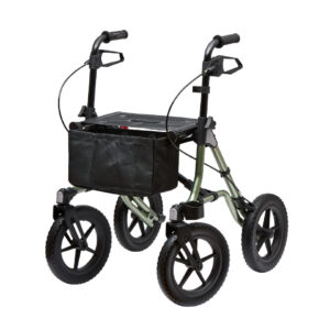 Der neue Taima XC Soft-PU Rollator grün, neue weiche PU-Bereifung + eingebaute Lenkungsdämpfer, Outdoor Alu-Leichtgewicht nur 9,8 kg, bis 150kg