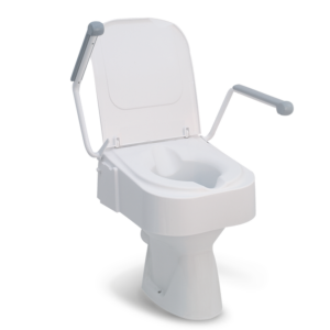 Toilettensitzerhöhung TSE 150, mit Armlehnen, Hygieneaussparungen und integrierte Brille