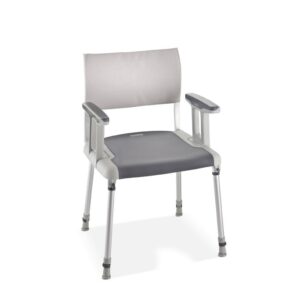 Aquatec Sorrento Duschstuhl mit geschlossenem Sitz, mit Armlehnen, mit Rückenlehne, HMV, mit Soft-Touch-Öberfläche, bis 135kg
