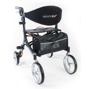 Rollator Carbon (neu inkl. Vormontage) Bescomed Ultra-Leichtgewichtsrollator, mehr Komfort, mehr Sicherheit, weniger Gewicht, mit Rückengurt, Stockhalter & Ankipphilfe (#2801)