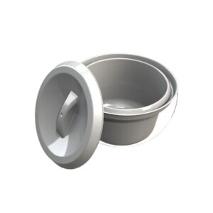 Toiletteneimer universal für Toilettenstuhl, 5,5L Fassungsvermögen, Kunststoff, grau, mit Deckel