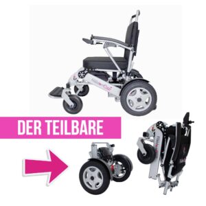 FreedomChair DE08L, der Teilbare Elektrorollstuhl, faltbar, sehr stabil bis 160kg, Körpergröße 160-190cm, einzelnen Teile wiegen nur 16 bzw. 14 kg (#1235767)
