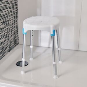 Laguna Duschhocker rund, höhenverstellbar, Sitzfläche Ø 33cm. Höhenverstellbar 39–54cm, bis 150kg