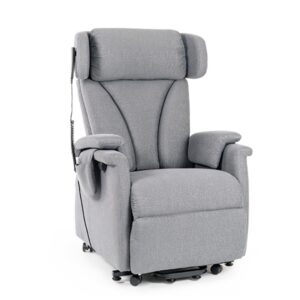 Saljol Relax- und Aufsteh-Sessel Soft, Webstoff Platin Grau, weich gepolsterter Aufstehsessel mit Schlaffunktion, elektrische verstellbar, 2-motorig, bis 150kg
