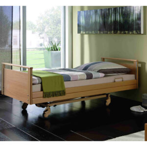 Das neue Burmeier Westfalia-Klassik Pflegebett, das 24V Seniorenbett, inkl. Holzumbau, Zentral-Rollenfeststellung, 35-80cm höhenverstellbar, inkl. Aufrichter, Arbeitslast bis 200kg